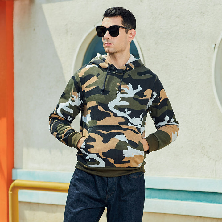 Casual hoodie for men with a modern camouflage design Lune London