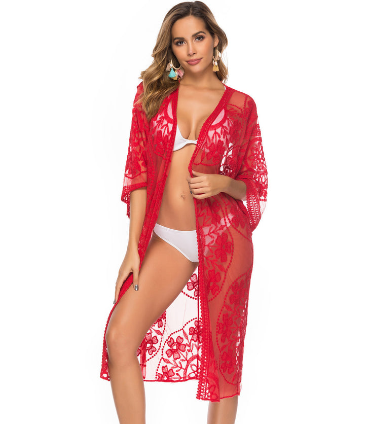Ladies Elegant Transparent Lace Beach Cover-up Lune London