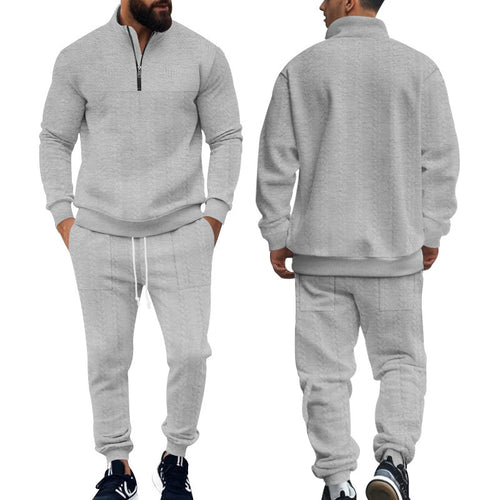 Men's sporty knit set with modern high collar and zipper Lune London