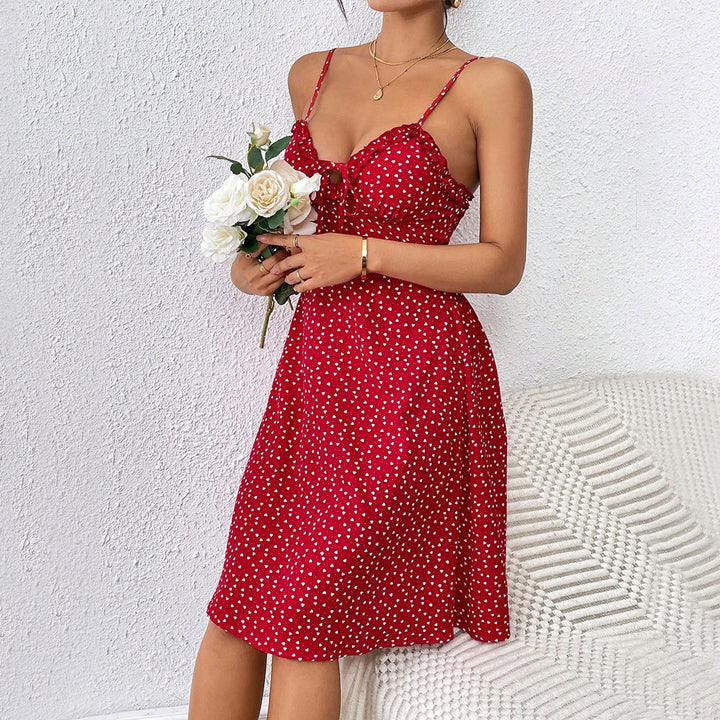 Robe mini pour dames avec une coupe aérée et un détail de volants ludique Chic & Stil