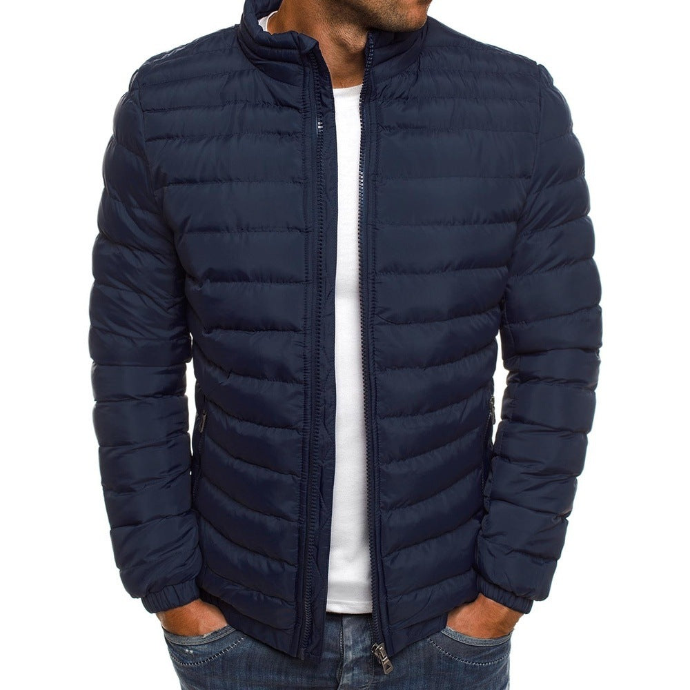 Lightweight quilted jacket for men with high collar and functional pockets Lune London