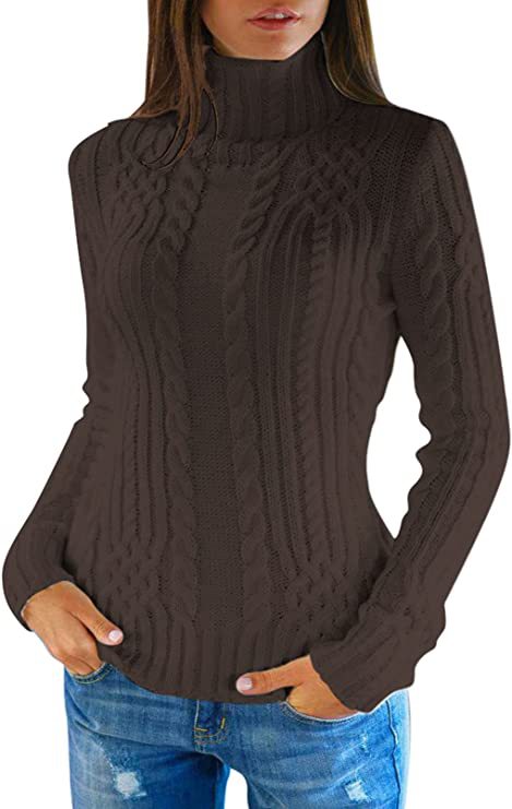 Sweater women with high neck and cable knit pattern Lune London