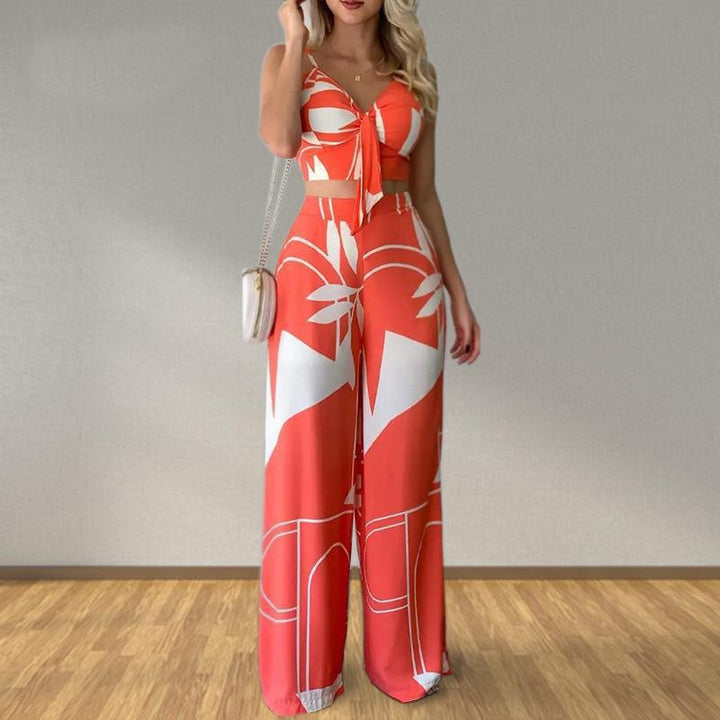 Ensemble Élégant Femme avec Combinaison de Haut Court et Pantalons Amples Chic & Stil