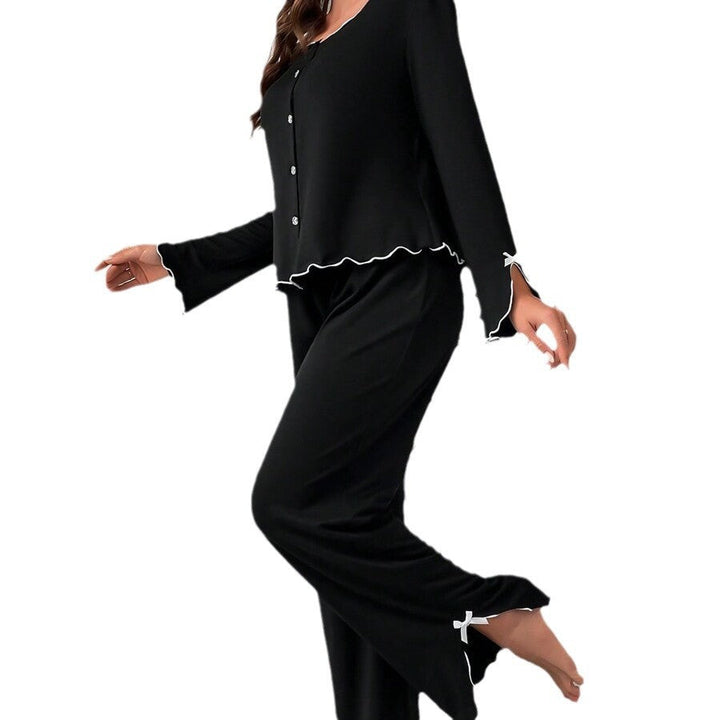 Women's Pajama Set with Elegant Lace Embellishments Lune London