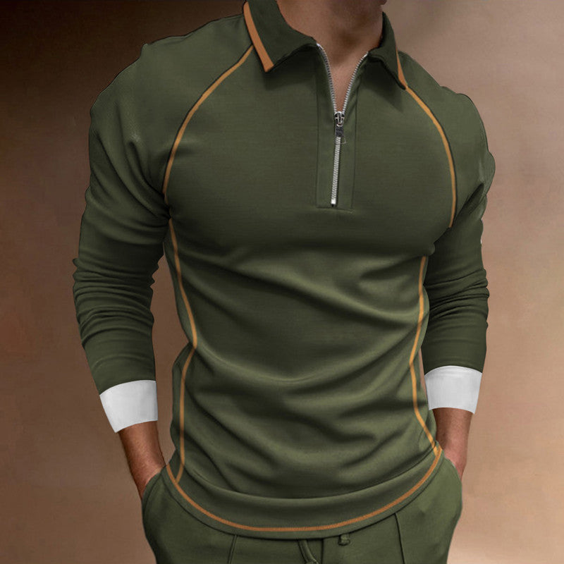 Long sleeve polo shirt for men with modern zip closure and sporty accents Lune London
