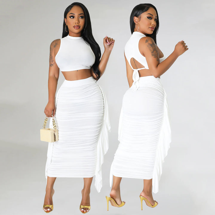 High-waisted bodycon dress and short top set for women Lune London