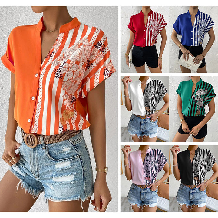 Ladies Short Sleeve Printed Blouse Lune London