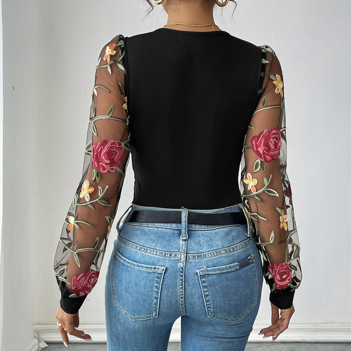 Lune London embroidered floral patterned bodysuit for women