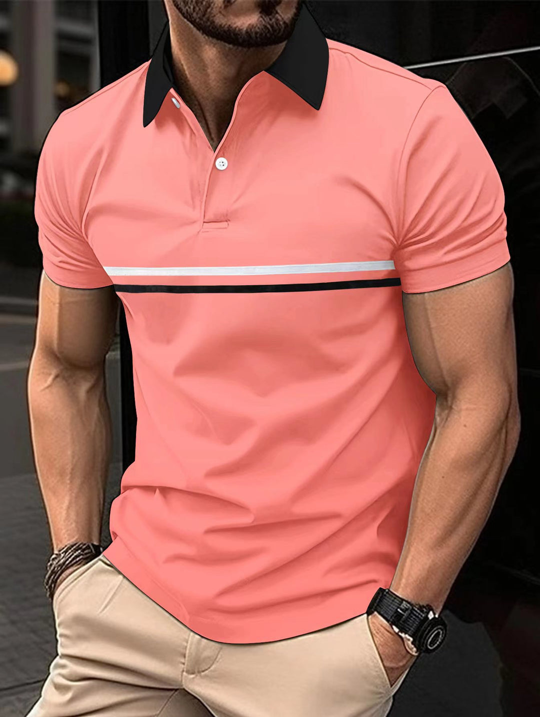 Men's Polo Shirt Sport Style Striped Lune London