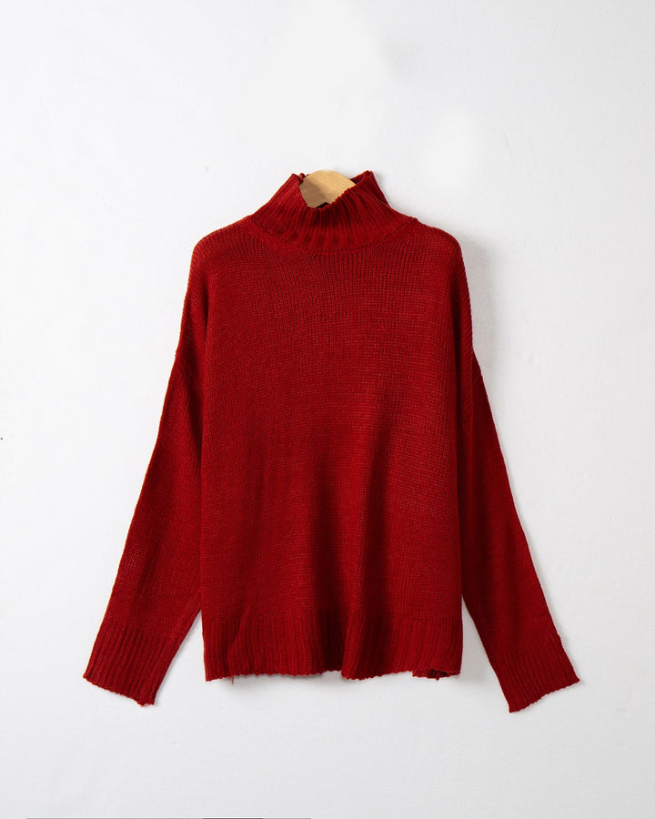 Woman knit turtleneck sweater with structured design Lune London