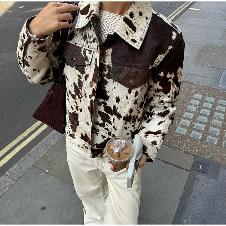 Women's suede jacket with original animal print Lune London