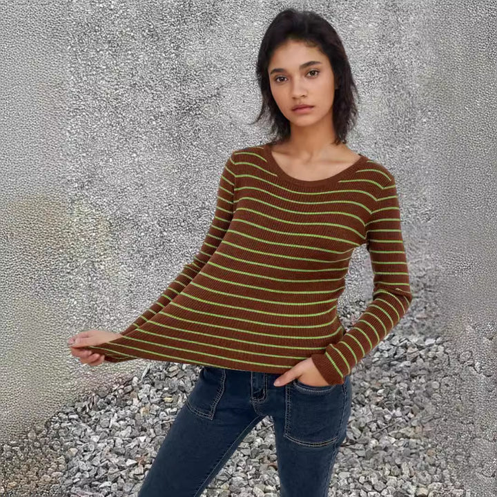 Long sleeve shirt for women with fine stripes and a loose fit Lune London