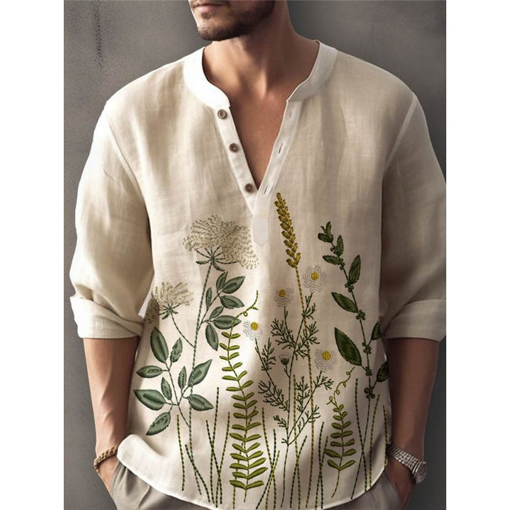 Elegant shirt for men embroidered with flowers Lune London