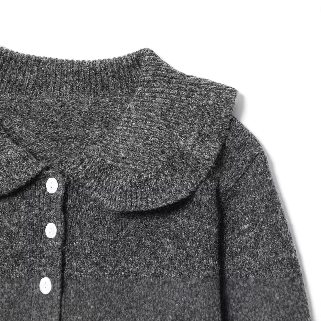 Knitted jacket for women with Peter Pan collar and button detail Lune London