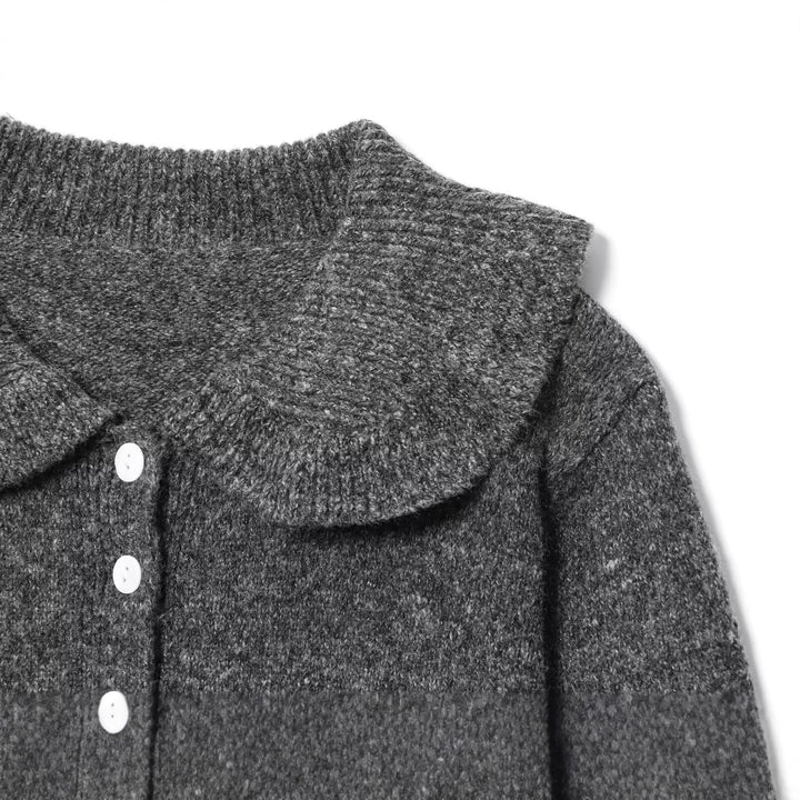 Knitted jacket for women with Peter Pan collar and button detail Lune London