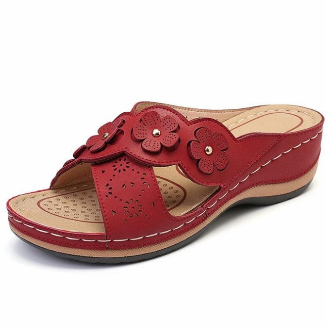 Women's shoes with floral decoration Comfortable slip-on sandals Lune London