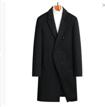 Elegant wool coat for men with double-breasted and decorative lapel Lune London