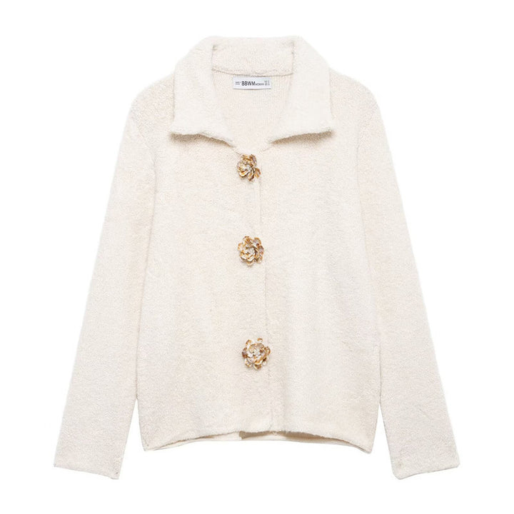 Ladies plush jacket with elegant button details Lune London