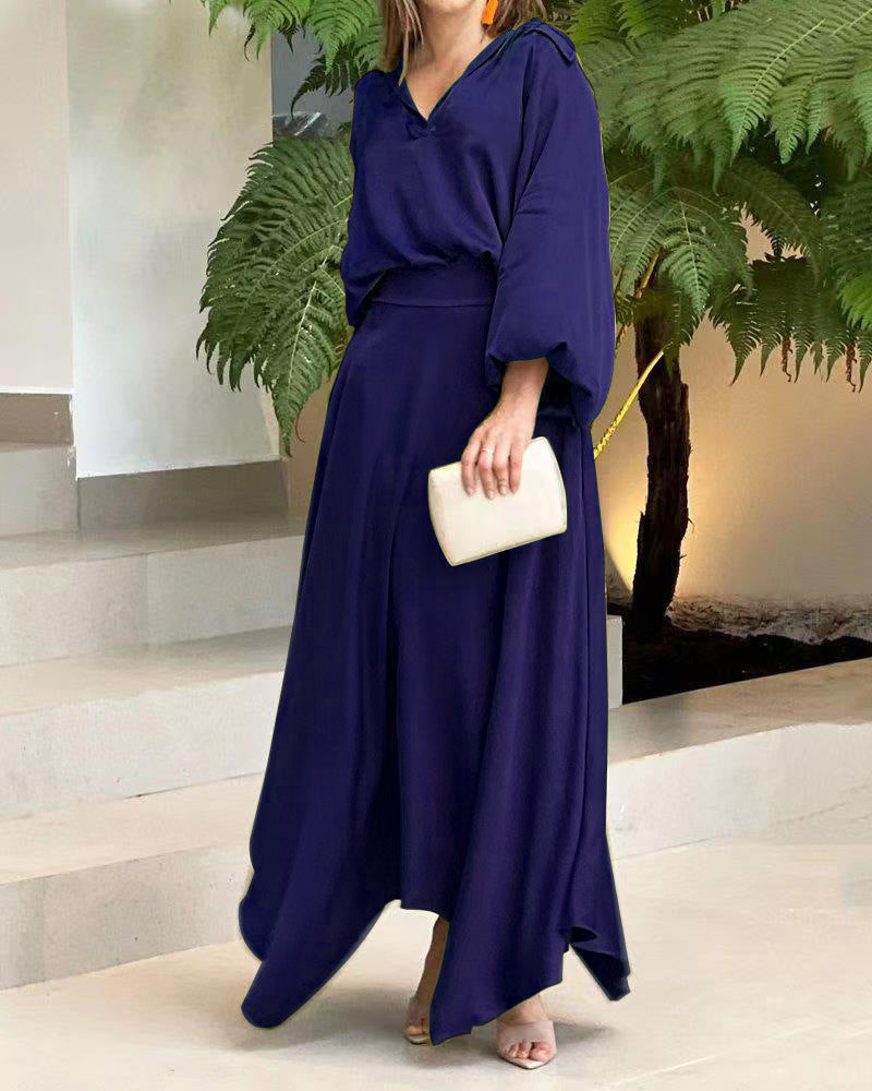 Elegant maxi dress for women with a flowy cut and high-quality V-neck Lune London