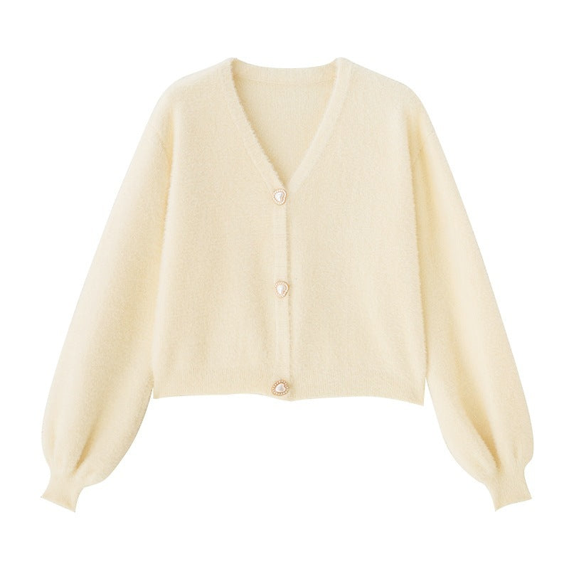 Cardigan V en Jouant pour Femmes avec Boutons en Forme de Cœur Chic & Stil