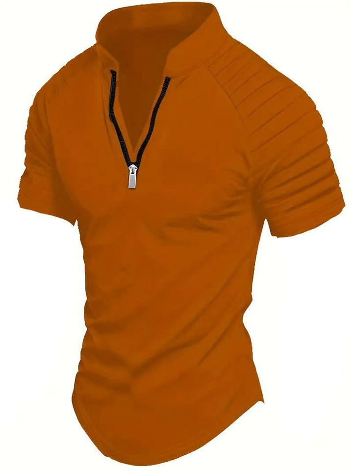 Men's sporty functional shirt with half zipper and ribbed details Lune London