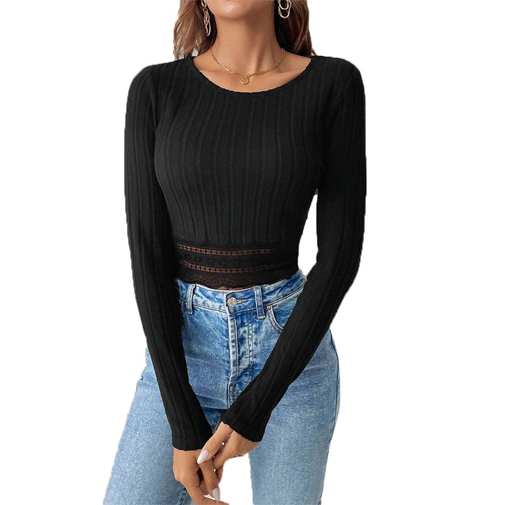 Women cropped long sleeves with intricate lace accents Chic & Stil