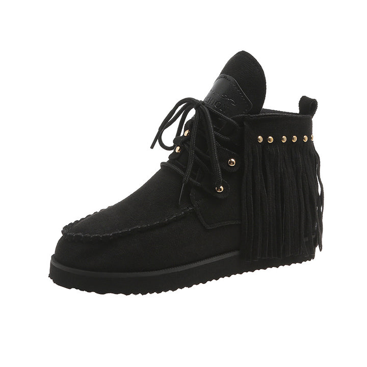 Ladies moccasins with fringes and golden accents Lune London