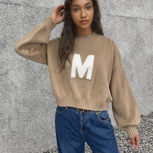 Pull en tricot surdimensionné pour femmes avec design avant unique Chic & Stil