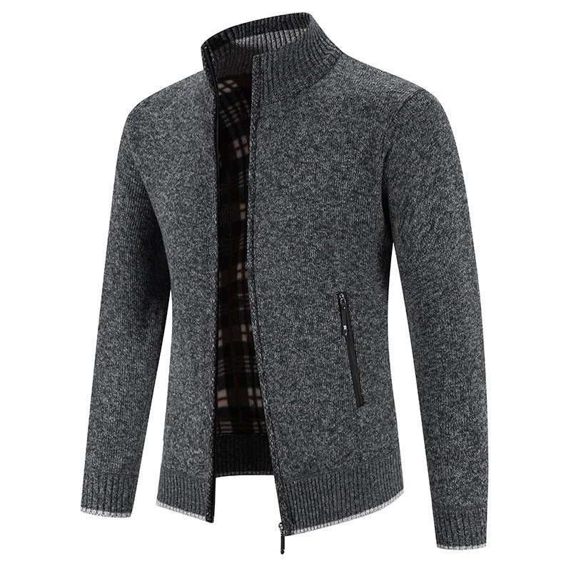 Men's knit jacket with high collar and practical zippered pockets Lune London