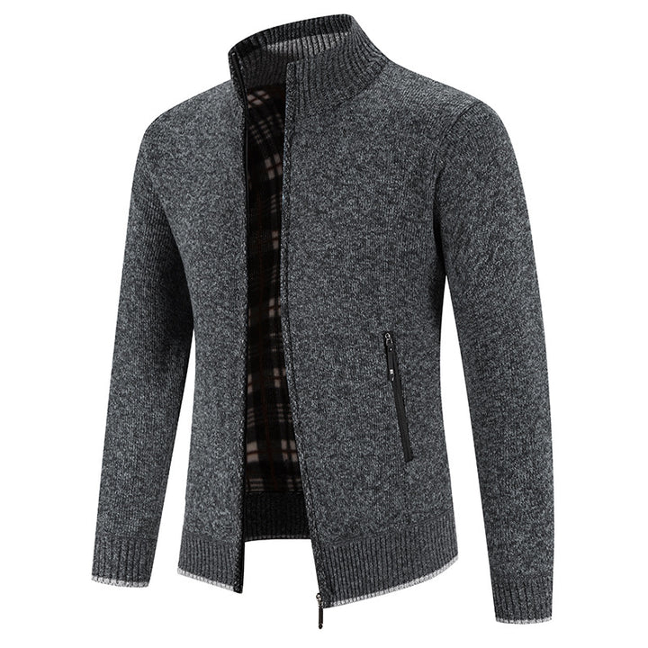 Men's knit jacket with high collar and practical zippered pockets Lune London