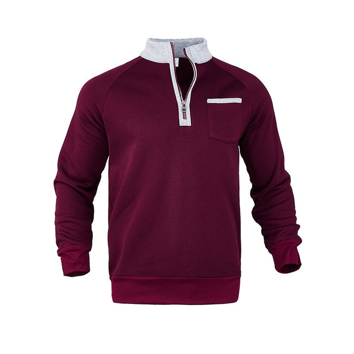 Men's modern hoodie with chest pocket and half-zip and chic sporty elements