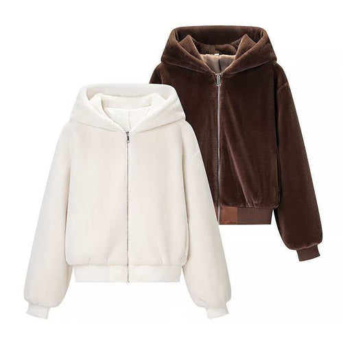 Veste à capuche moelleuse pour femme avec zip intégral et poignets élastiques Chic & Stil