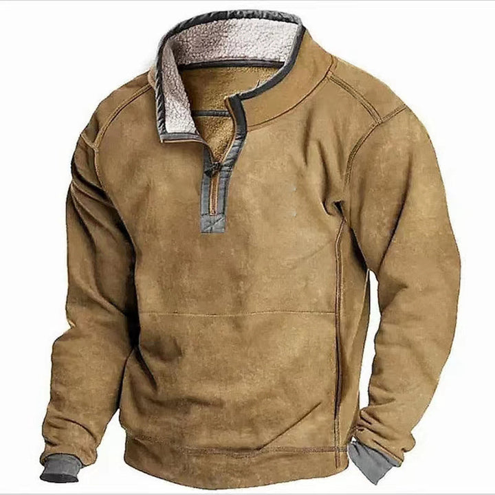 Fleece pullover for men with high collar and practical zipper Lune London