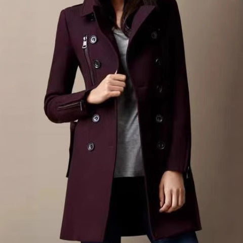 Fashionable short women's coat with double-breasted buttons and side zips Lune London