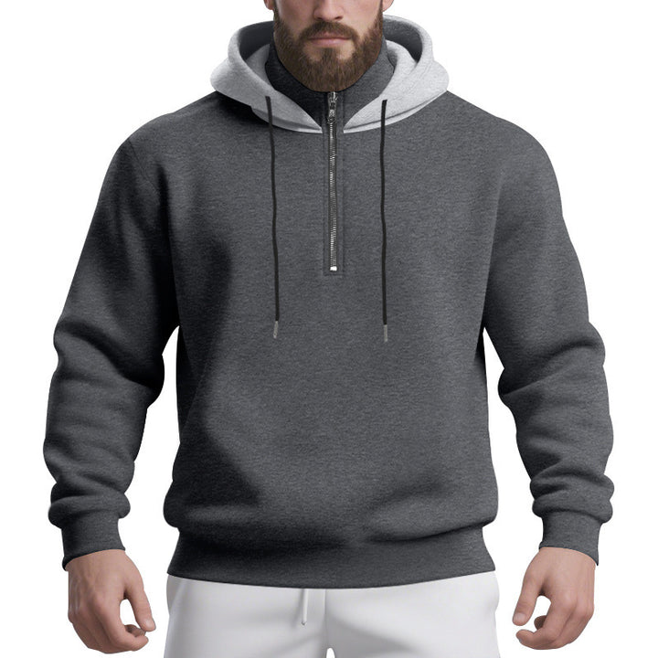Sporty hoodie for men with half-zipper and breathable fabric Lune London