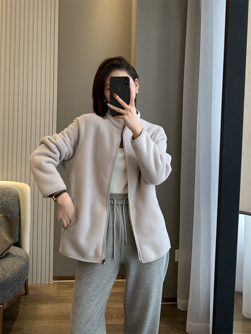 Veste en polaire pour femmes avec col haut et zip intégral Chic & Stil