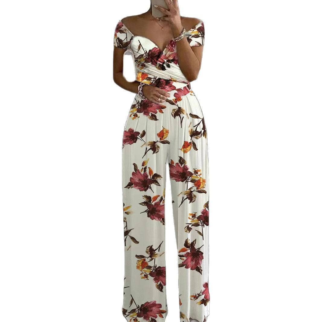 Ladies Off-Shoulder Floral Jumpsuit Lune London
