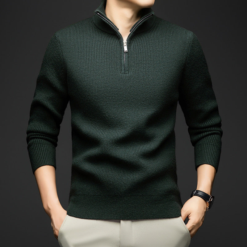 Pull-over zippé élégant pour hommes en laine douce Lune London