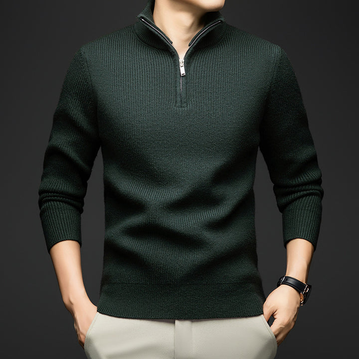 Pull-over zippé élégant pour hommes en laine douce Lune London