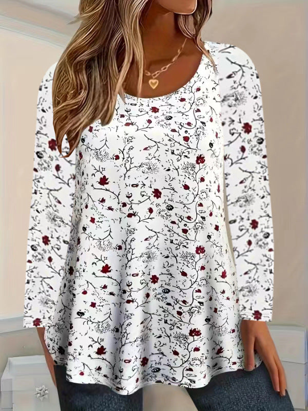 Long sleeve t-shirt for women with floral pattern and A-line cut Lune London