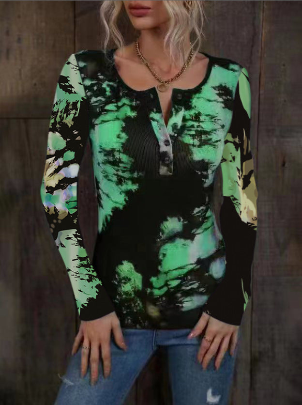 Long sleeve women’s T-shirt with trendy print and high-quality material texture Lune London