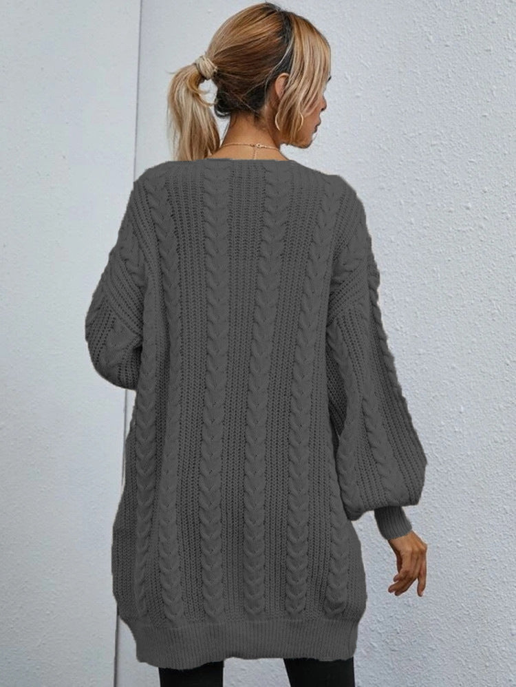 Cardigan en tricot épais pour femmes avec motif en cable décoratif et coupe décontractée Chic & Stil