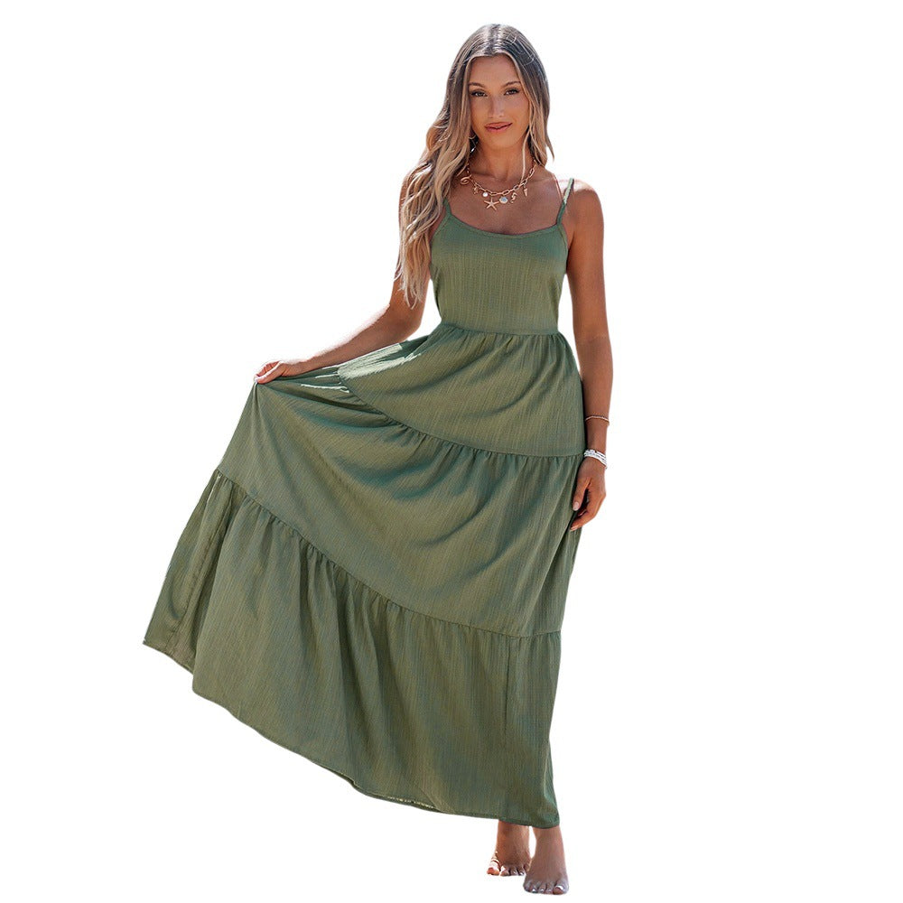 Robe maxi femme avec des accents taille haute et des volants aérés Chic & Stil