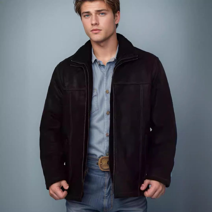 Premium leather jacket for men with modern details and practical pockets Lune London