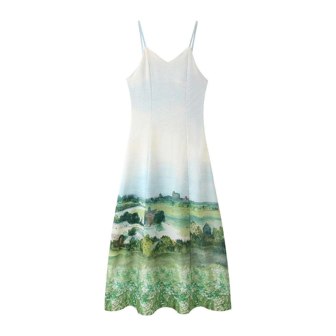 Lune London Women's maxi dress with artistic landscape print