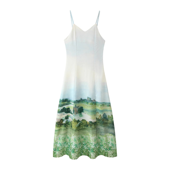 Lune London Women's maxi dress with artistic landscape print
