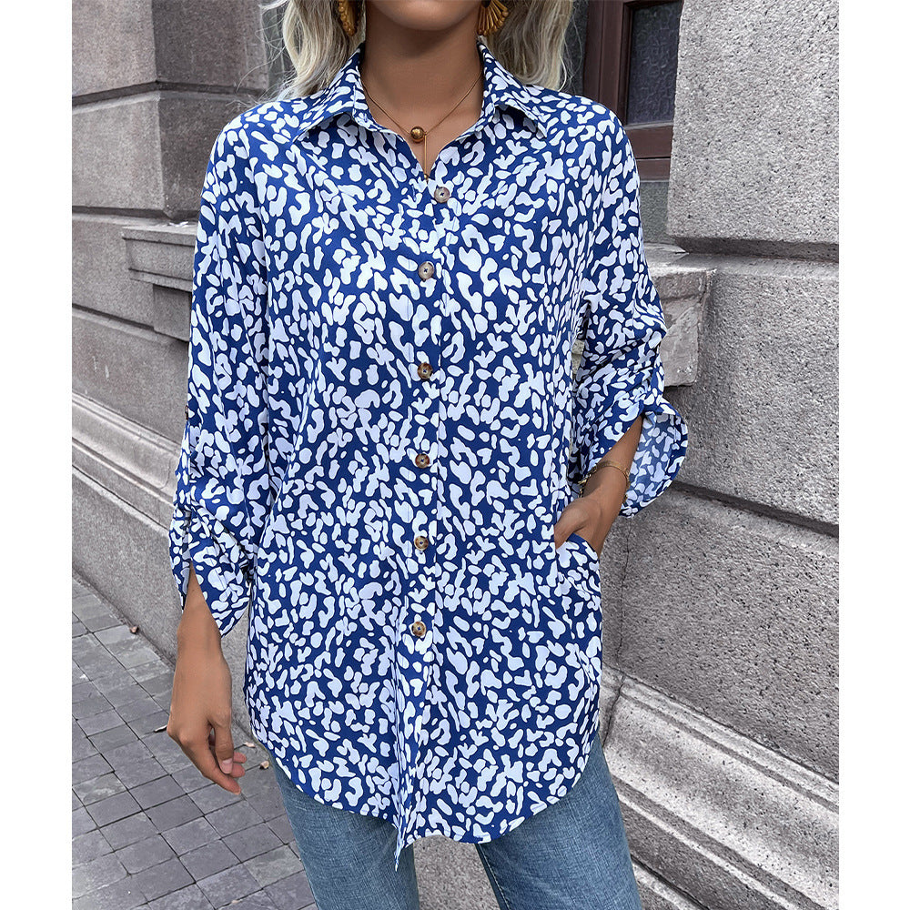 Light women's blouse with animal print and comfortable fit Lune London