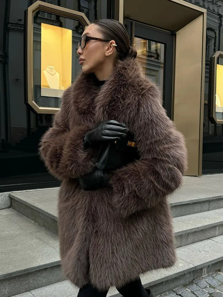 Ladies chic and stylish fur coat