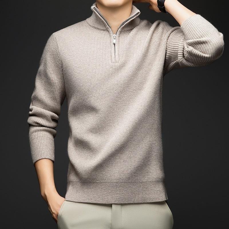 Pull-over zippé élégant pour hommes en laine douce Lune London