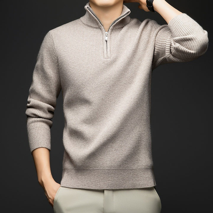 Pull-over zippé élégant pour hommes en laine douce Lune London